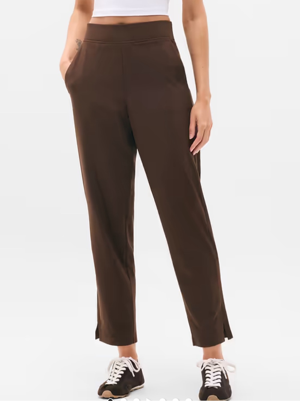 Athleta Brooklyn Ankle Pant Faded Brown Mid Rise Athleisure Workwear Size 8